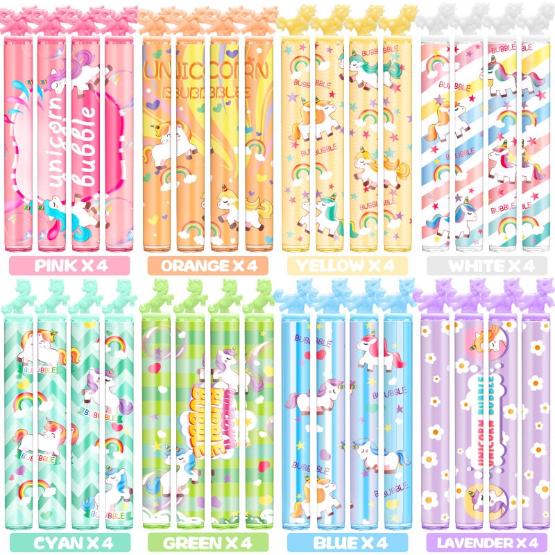 Cawiew Bubble for Unicorn Party Favors  32 PCS Mini Bubble Wand for Kid  8 Colors Bubbles in Bulk for Pastel Party Supplies  Unicorn Birthday Decoration for Girl  Classroom Goody Bag Filler Stuffers - Image 2